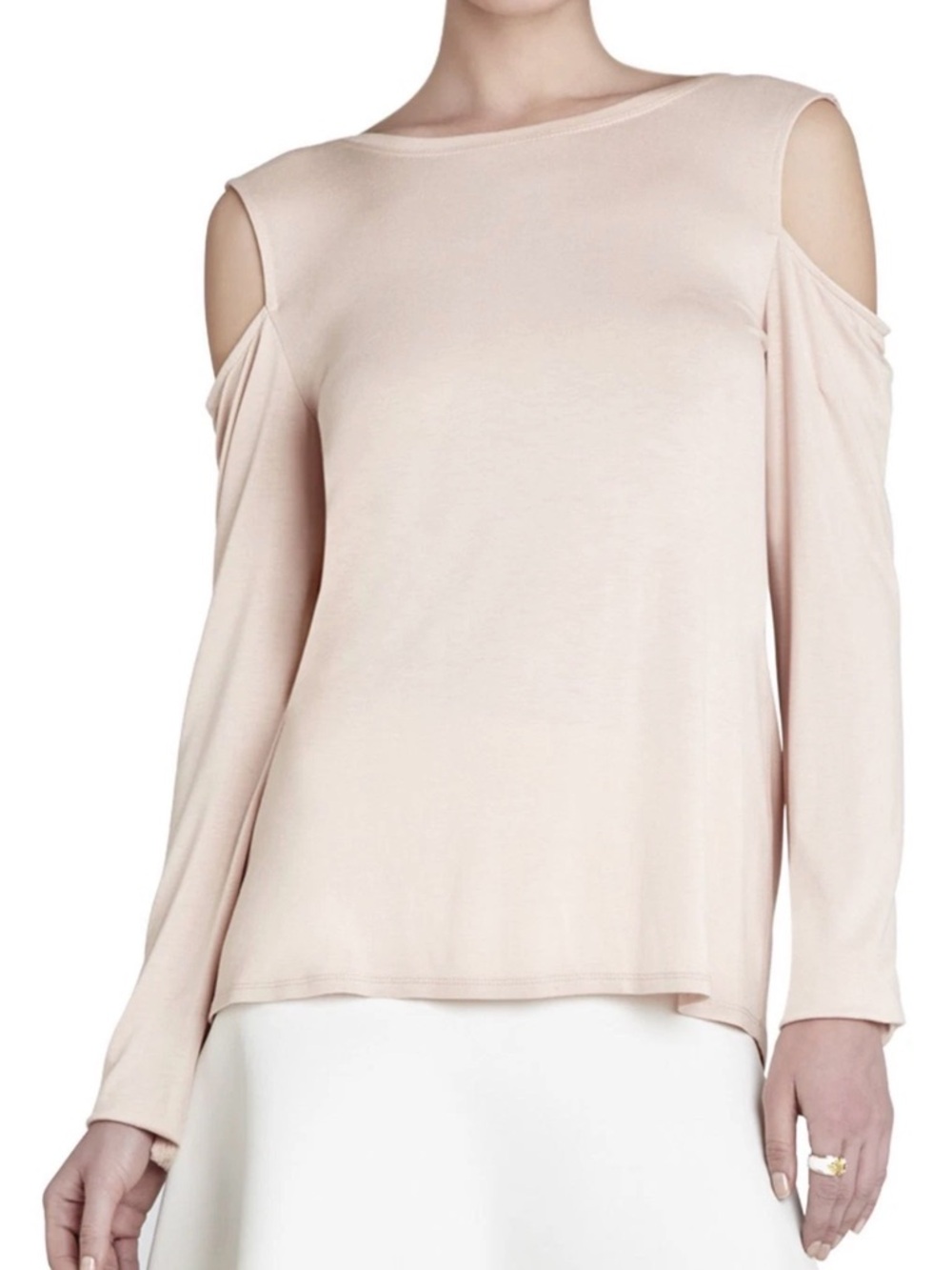BCBGMaxAzria Blush Cold-Shoulder Long Sleeve Top